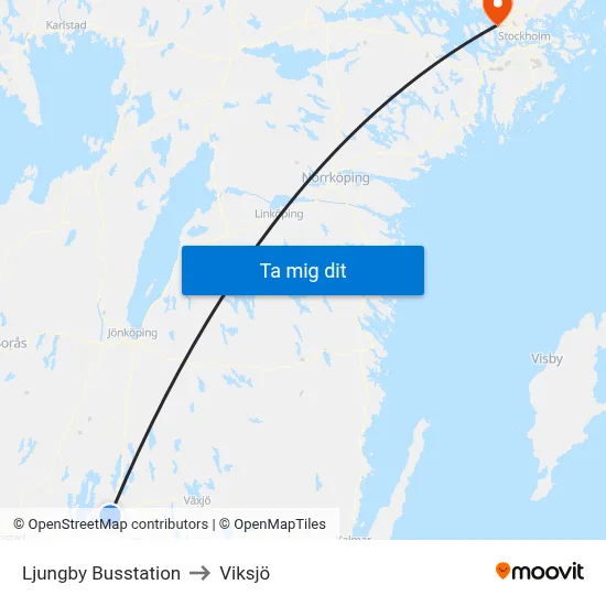 Ljungby Busstation to Viksjö map