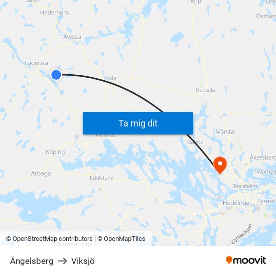 Ängelsberg to Viksjö map