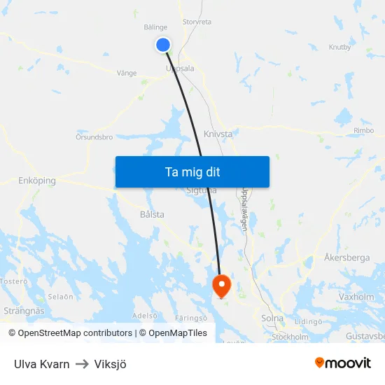 Ulva Kvarn to Viksjö map