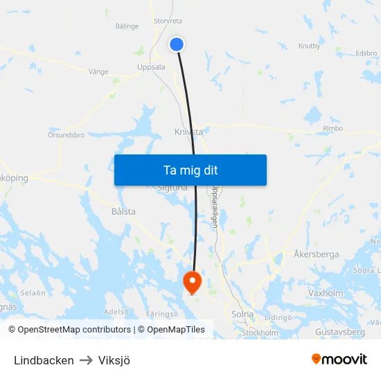 Lindbacken to Viksjö map