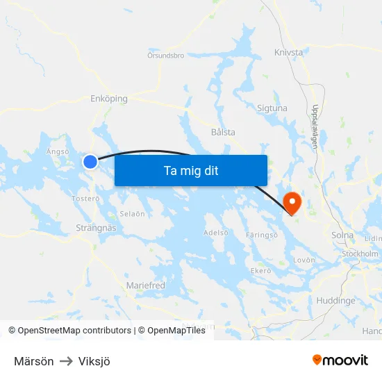 Märsön to Viksjö map