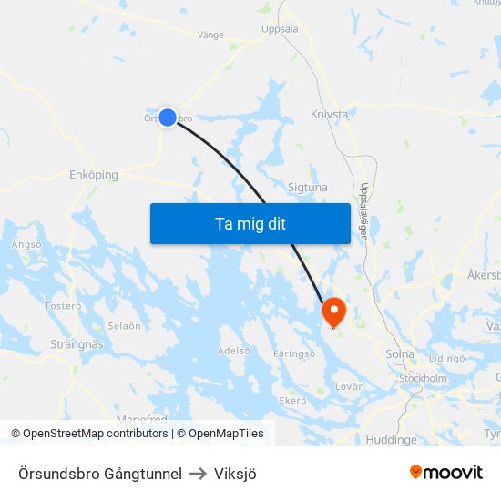 Örsundsbro Gångtunnel to Viksjö map
