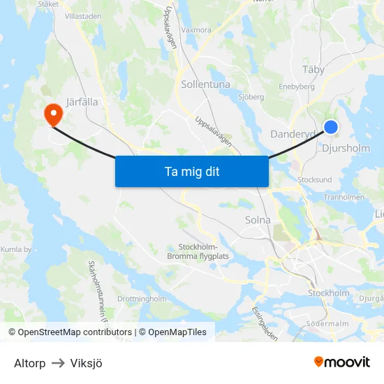 Altorp to Viksjö map