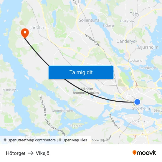 Hötorget to Viksjö map