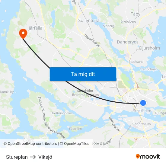 Stureplan to Viksjö map