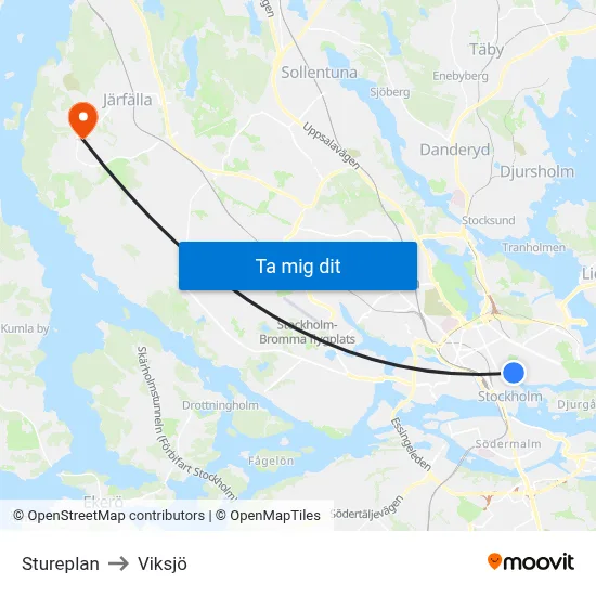 Stureplan to Viksjö map