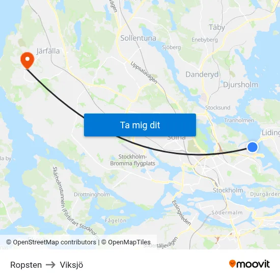 Ropsten to Viksjö map