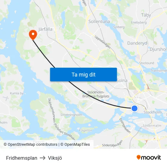 Fridhemsplan to Viksjö map
