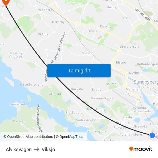 Alviksvägen to Viksjö map