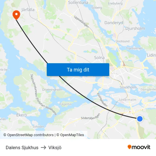 Dalens Sjukhus to Viksjö map