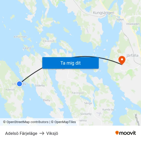 Adelsö Färjeläge to Viksjö map