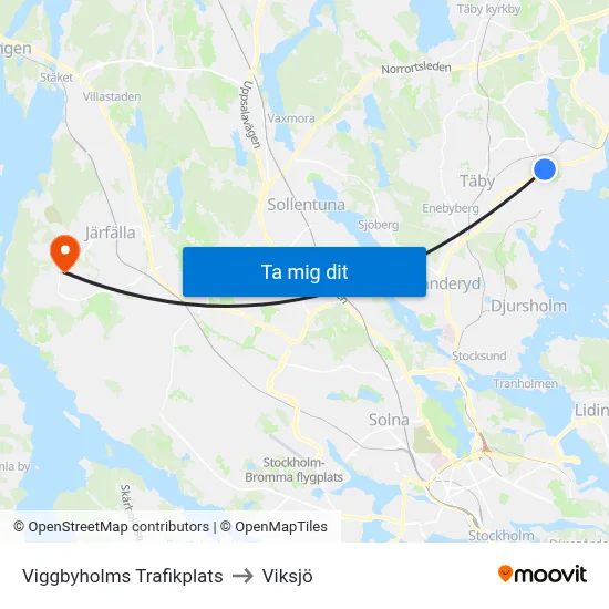 Viggbyholms Trafikplats to Viksjö map
