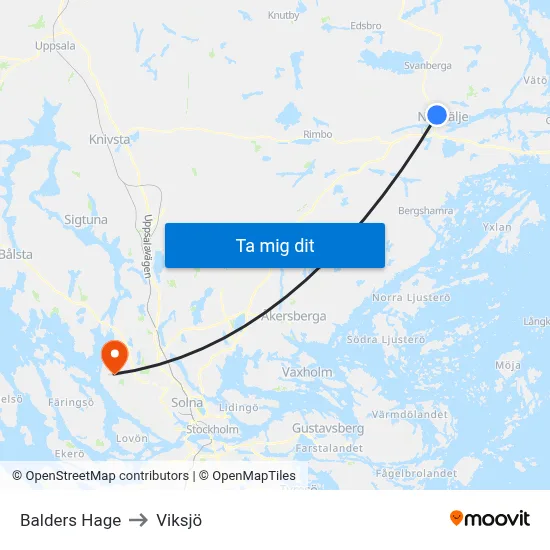Balders Hage to Viksjö map