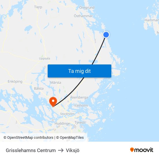 Grisslehamns Centrum to Viksjö map