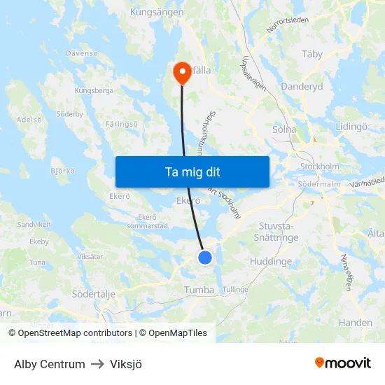 Alby Centrum to Viksjö map
