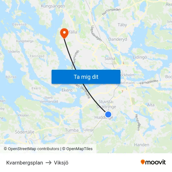 Kvarnbergsplan to Viksjö map