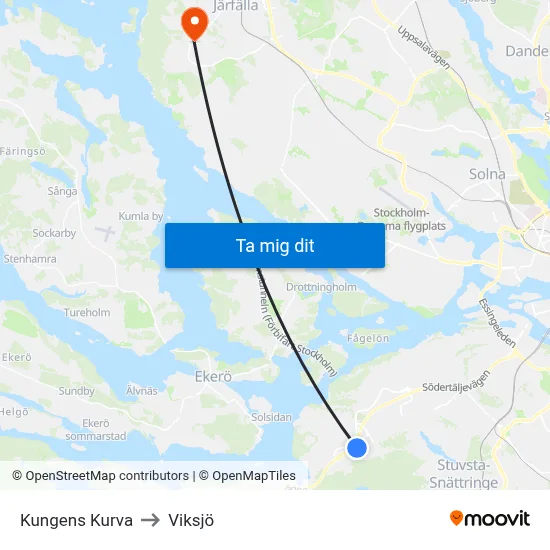 Kungens Kurva to Viksjö map