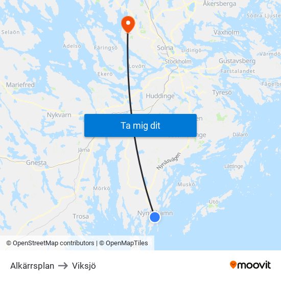 Alkärrsplan to Viksjö map