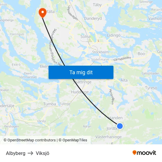 Albyberg to Viksjö map
