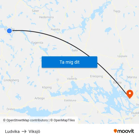 Ludvika to Viksjö map