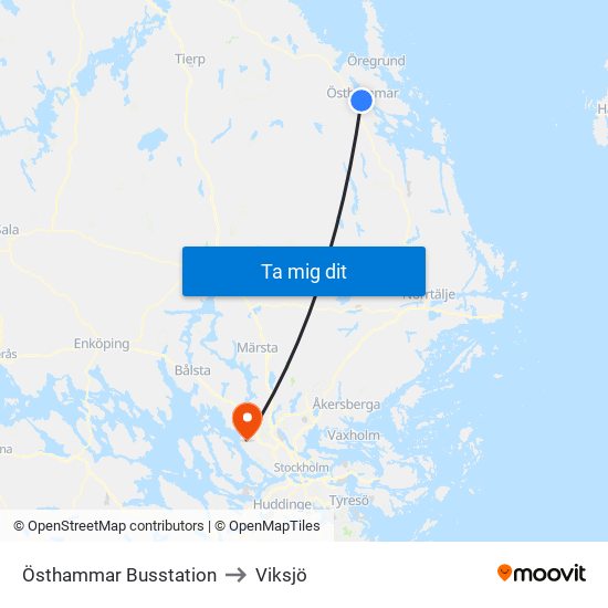 Östhammar Busstation to Viksjö map