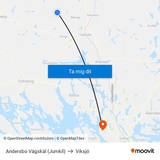 Andersbo Vägskäl (Jumkil) to Viksjö map