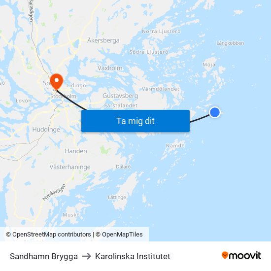 Sandhamn Brygga to Karolinska Institutet map