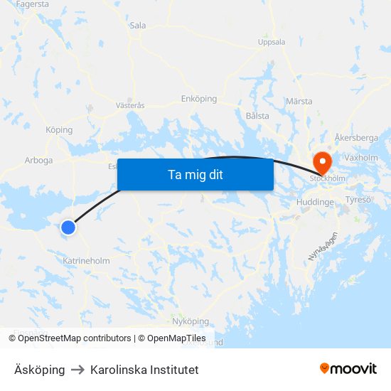Äsköping to Karolinska Institutet map