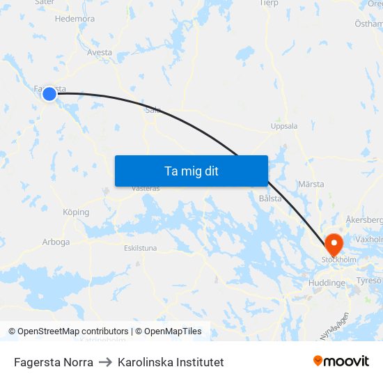 Fagersta Norra to Karolinska Institutet map