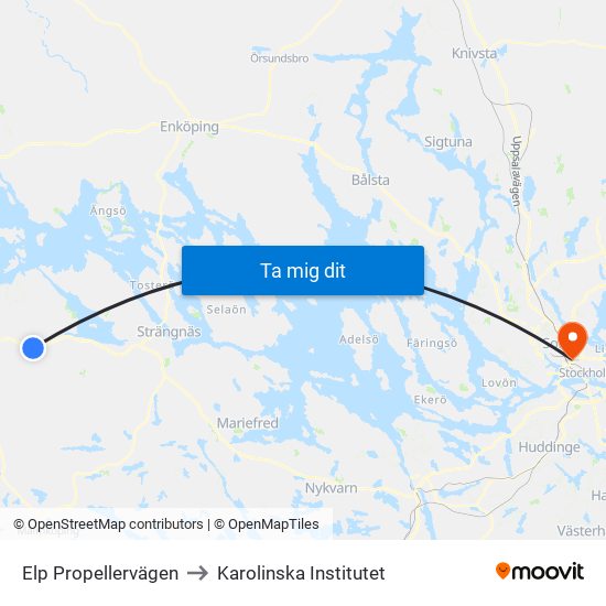 Elp Propellervägen to Karolinska Institutet map