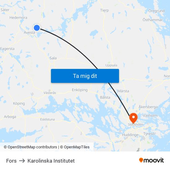 Fors to Karolinska Institutet map