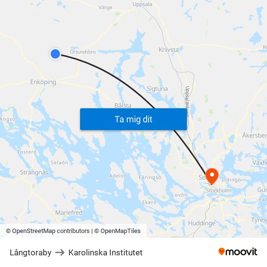 Långtoraby to Karolinska Institutet map
