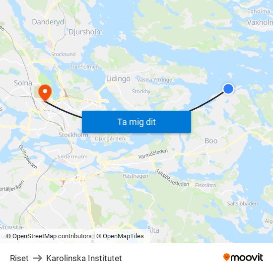 Riset to Karolinska Institutet map
