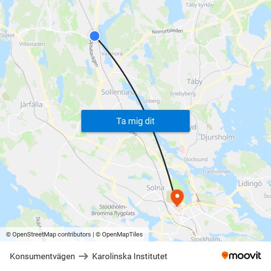 Konsumentvägen to Karolinska Institutet map