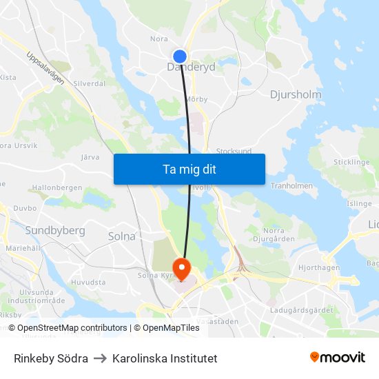 Rinkeby Södra to Karolinska Institutet map