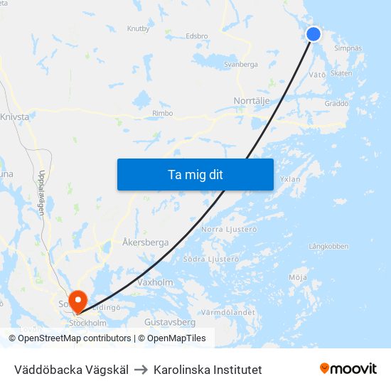 Väddöbacka Vägskäl to Karolinska Institutet map