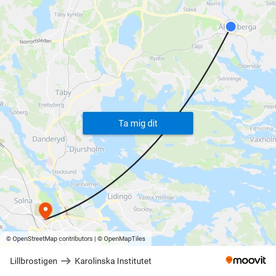 Lillbrostigen to Karolinska Institutet map