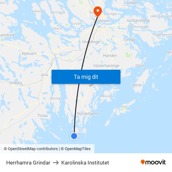 Herrhamra Grindar to Karolinska Institutet map
