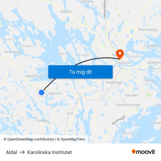 Aldal to Karolinska Institutet map