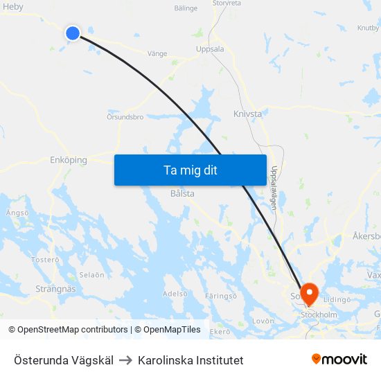 Österunda Vägskäl to Karolinska Institutet map