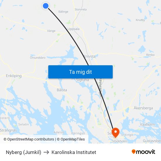 Nyberg (Jumkil) to Karolinska Institutet map
