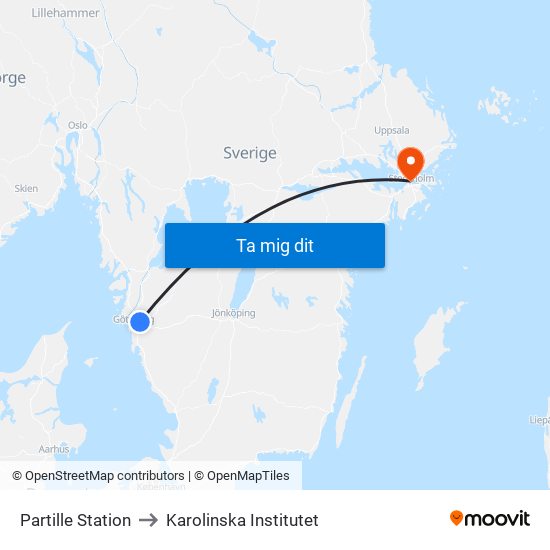 Partille Station to Karolinska Institutet map