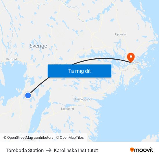 Töreboda Station to Karolinska Institutet map