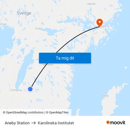 Aneby Station to Karolinska Institutet map
