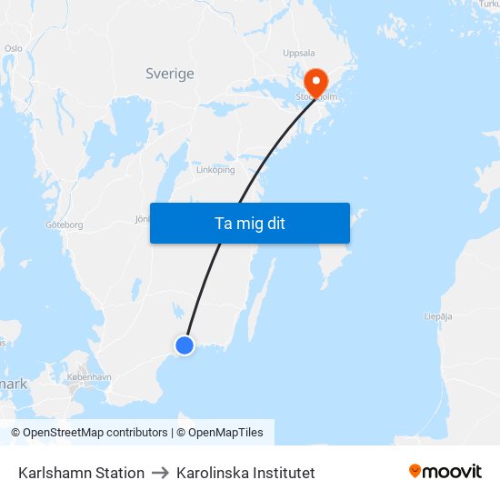 Karlshamn Station to Karolinska Institutet map