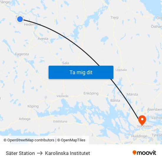 Säter Station to Karolinska Institutet map