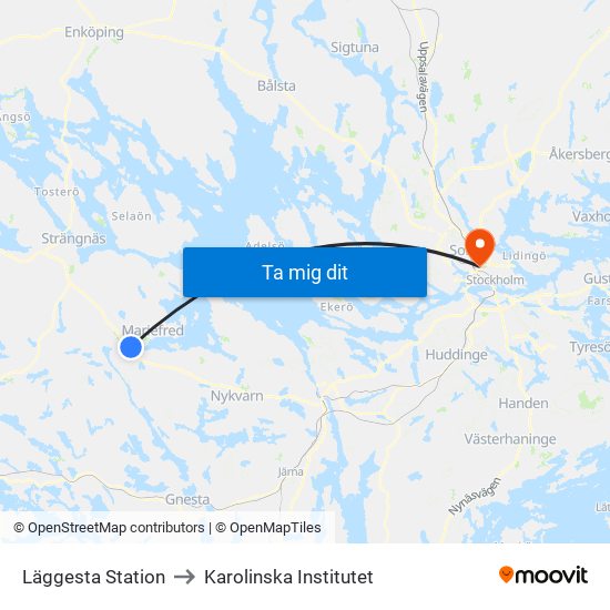 Läggesta Station to Karolinska Institutet map