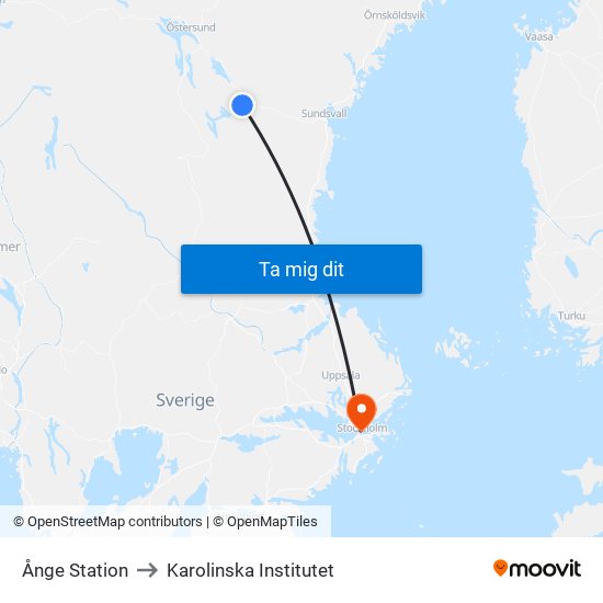 Ånge Station to Karolinska Institutet map