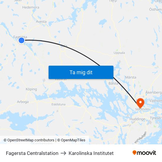 Fagersta Centralstation to Karolinska Institutet map