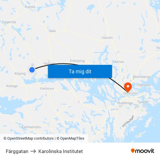 Färggatan to Karolinska Institutet map